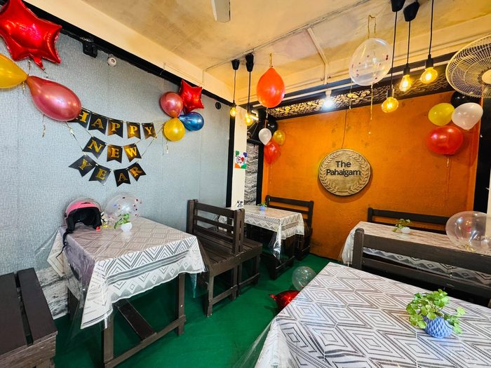 Festive corner at The Pahalgam decorated for a celebration