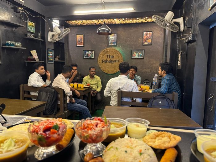A group of friends enjoying a meal together